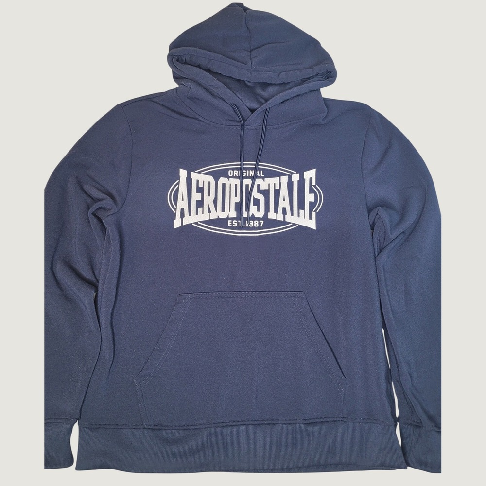 Aeropostale Mens Navy Blue Graphic Pullover Hoodie Sweatshirt Large L
